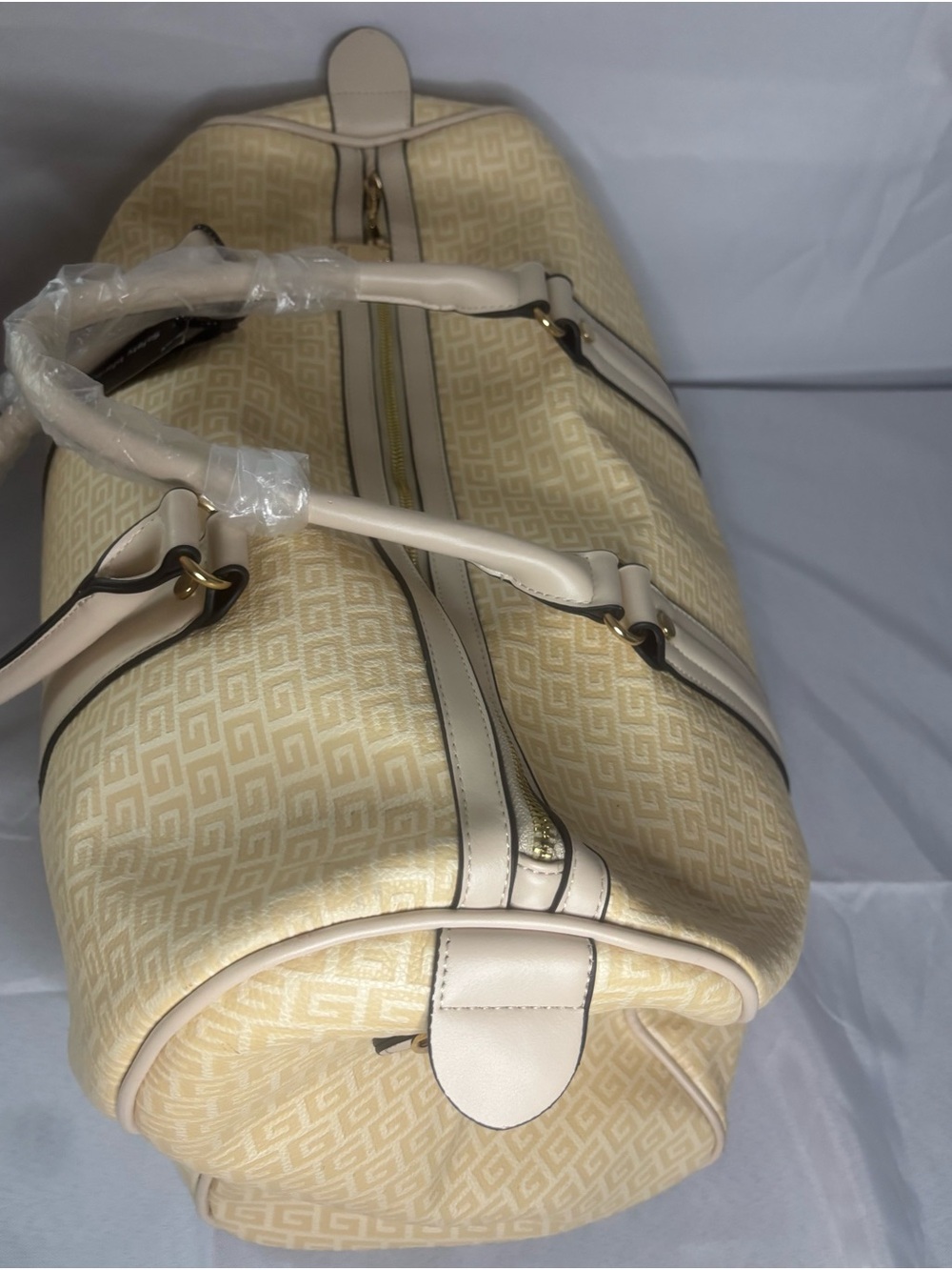 Cream Patterned Women's Travel Duffel Bag